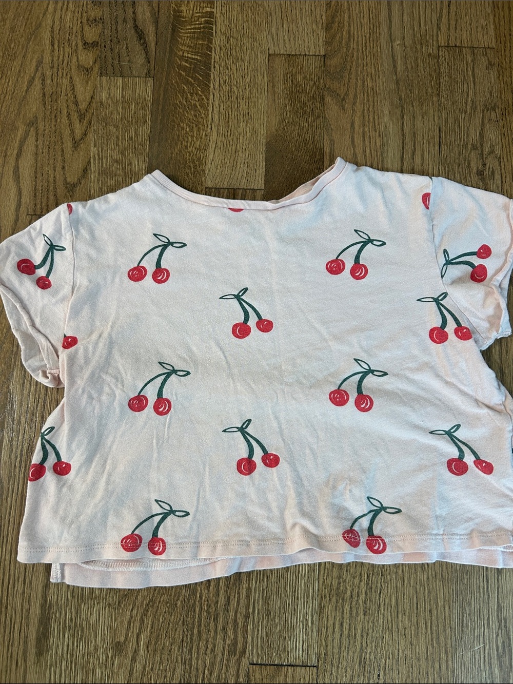 Stella McCartney Girls Pink Cherry Print Crop Tee